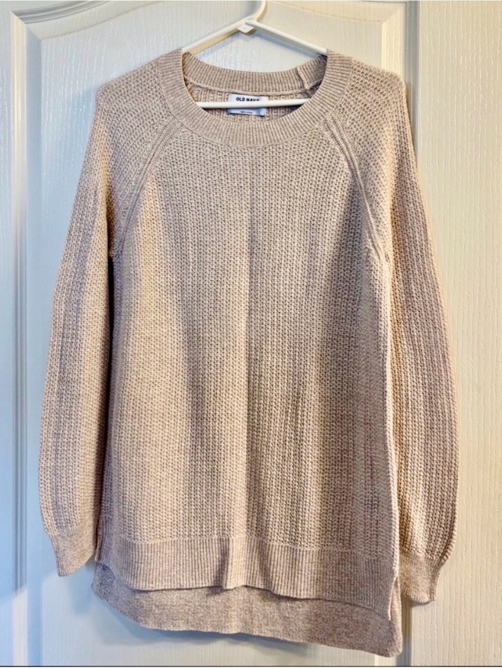 Old Navy Light Cream Crewneck Waffle Sweater